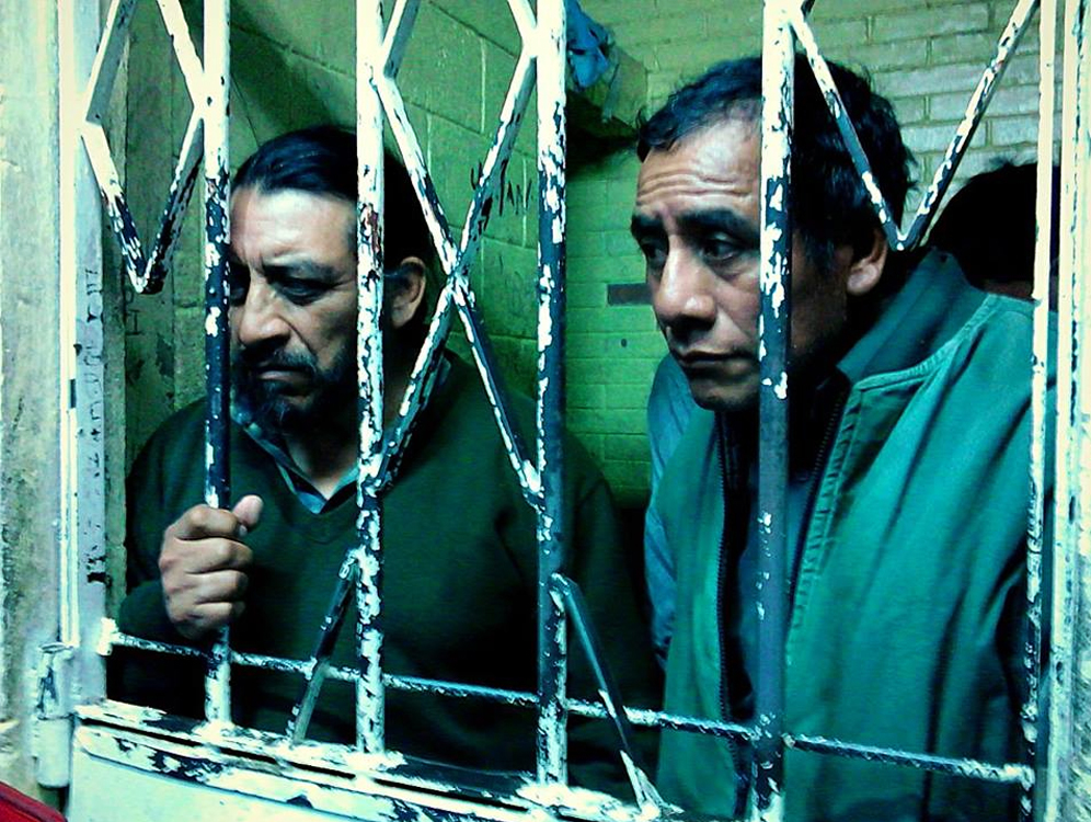 Autoridades Mayas, Rigoberto Juárez Mateo y Domingo Baltazar presos en Torre de Tribunales de la Ciudad de Guatemala. Foto: Prensa Comunitaria